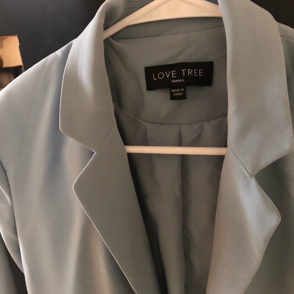 Over sized baby blue blazer.